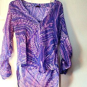 Purple  and pink sheer dress blouse
